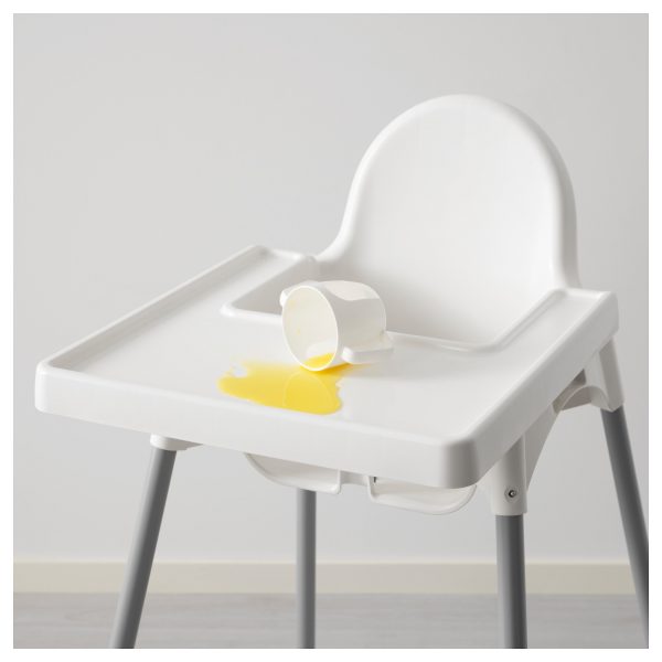 IKEA-ANTILOP Highchair with tray, silver-colour white/Pink